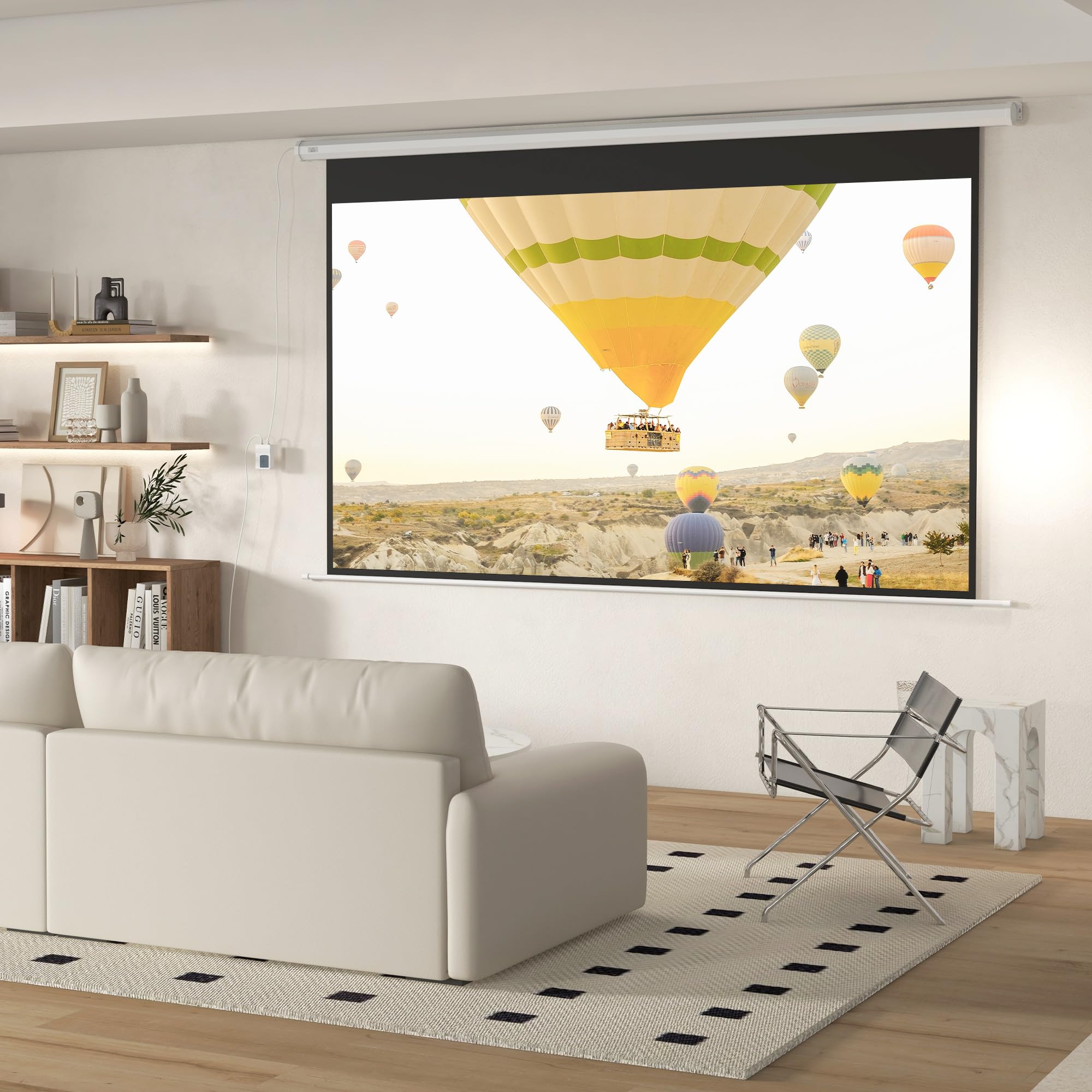 HOMCOM Telo Proiettore Motorizzato da 120 Pollici 4K HD Formato 16:9, Schermo Proiettore Motorizzato Elettrico con Telecomando, Telo Videoproiettore per Casa, Cinema, Ufficio, Home, Esterno, Bianco