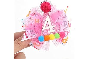 Hot Pink 4th Birthday Hair Bow - Hair Accessory for Girls' Birthdays
