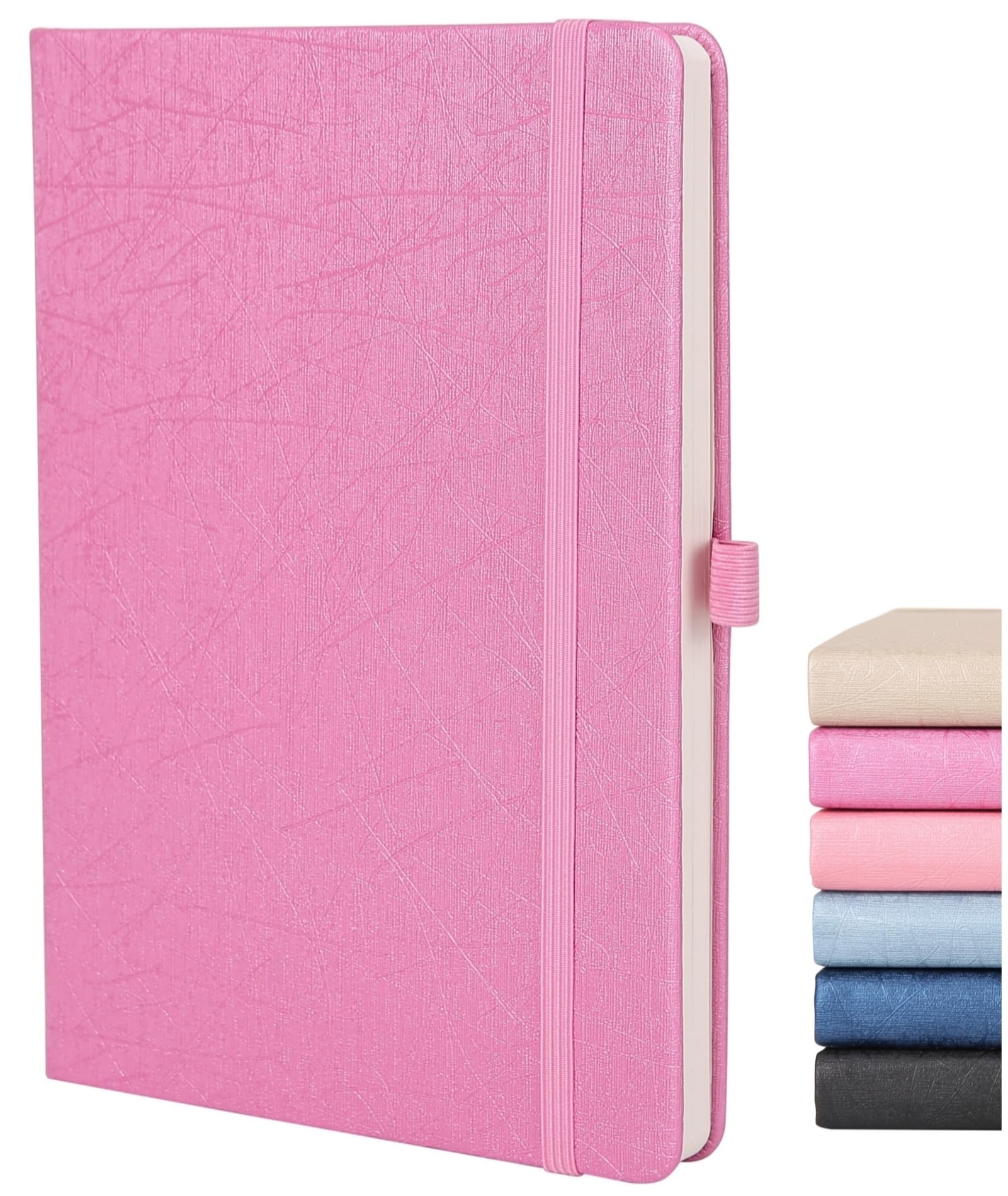 Taccuino punteggiato A5 120 g/m² copertina rigida pelle vegana 160 pagine portapenne tasca interna