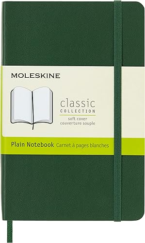 Moleskine - Cuaderno clásico, tapa blanda, tamaño de bolsillo (3.5 x 5.5 pulgadas), lisoen blanco, verde mirto, 192 páginas