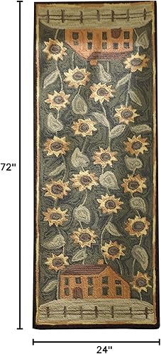 Miniatura 3 de Park Designs House and Sunflower - Alfombra de pasillo con gancho de 24 x 72 pulgadas, 24 x 72 pulgadas