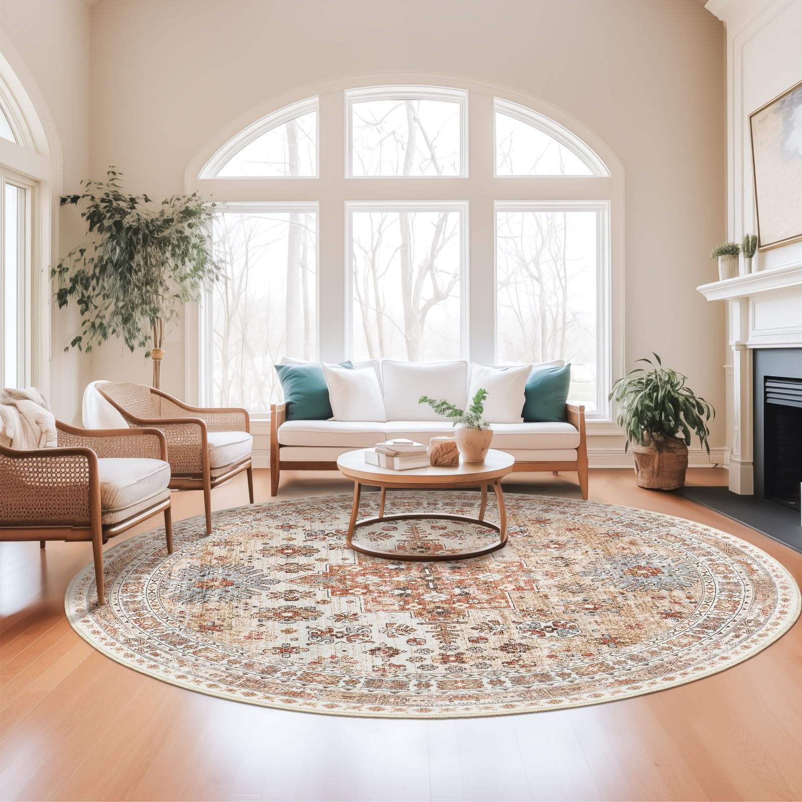 zesthome 8ft Round Washable Rug
