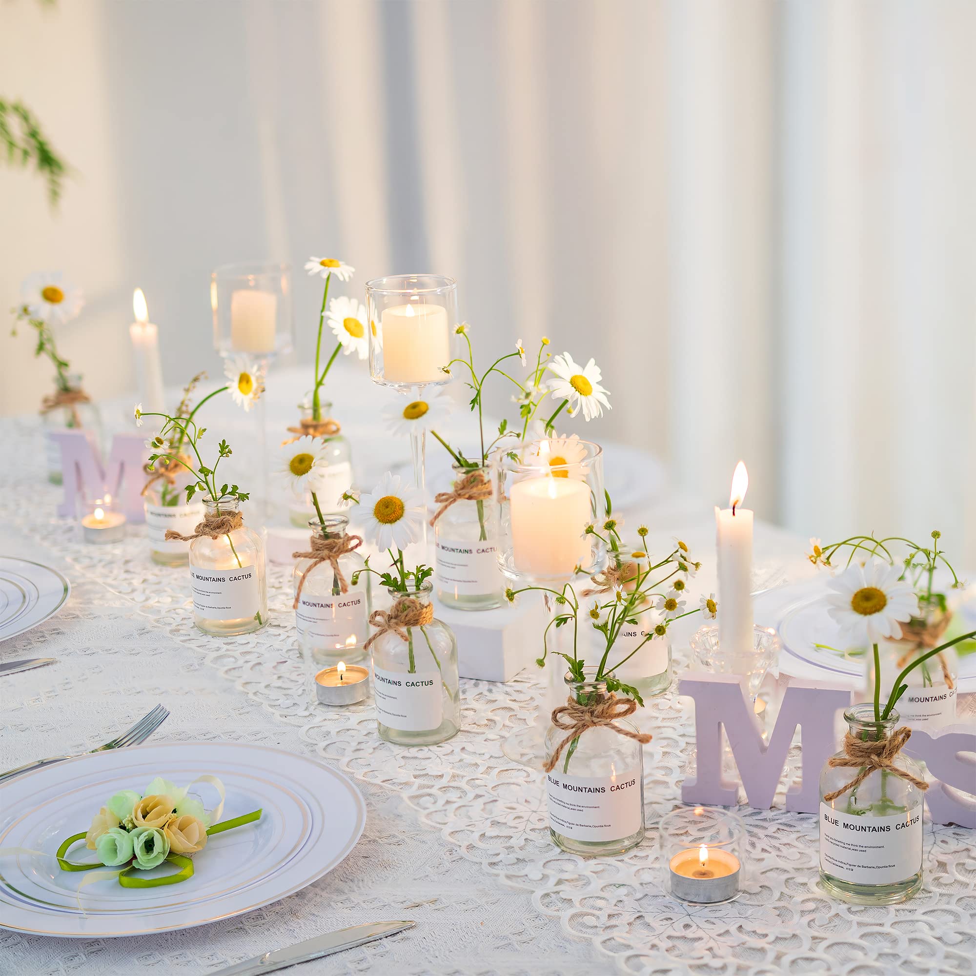 Small Vases for Table Decoration 6 Pieces, Hewory Glass Flower