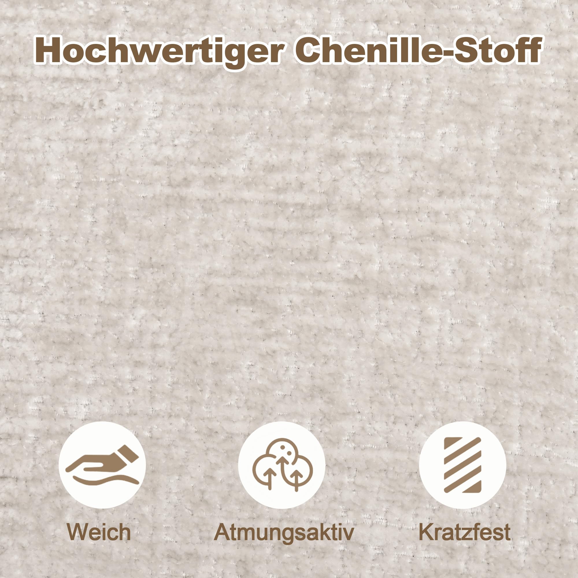 Duhome Loungesessel Wohnzimmer 360° Drehbarer Sessel mit Armlehnen, Relaxsessel aus Chenille Übergroßer Gepolsterter Sitz für Schlafzimmer Büro Lesesaal, Beige