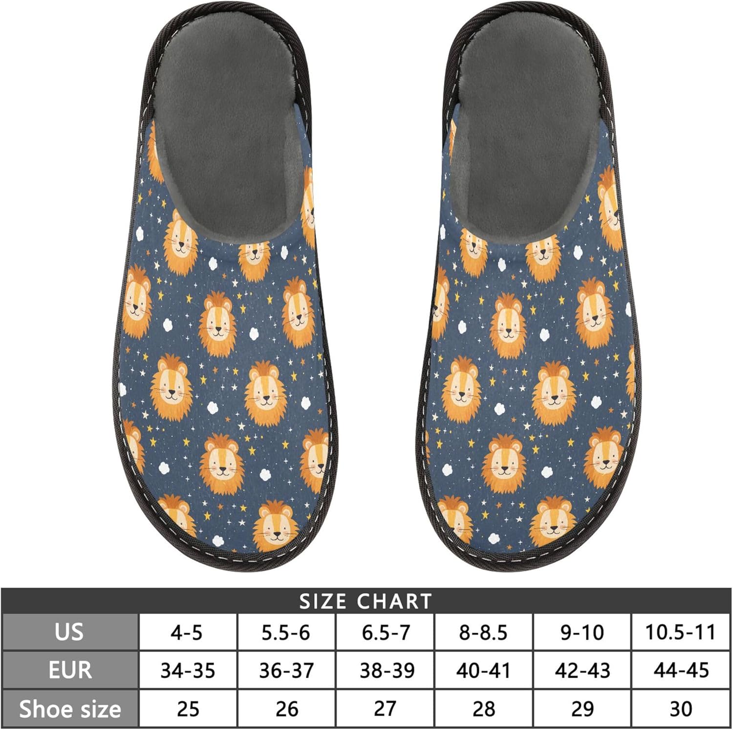 Cute Lion House Slippers – Cozy Fuzzy Slippers for Guests, Washable & Disposable, Perfect for Shoeless Home, Spa & Hotel Use A111669