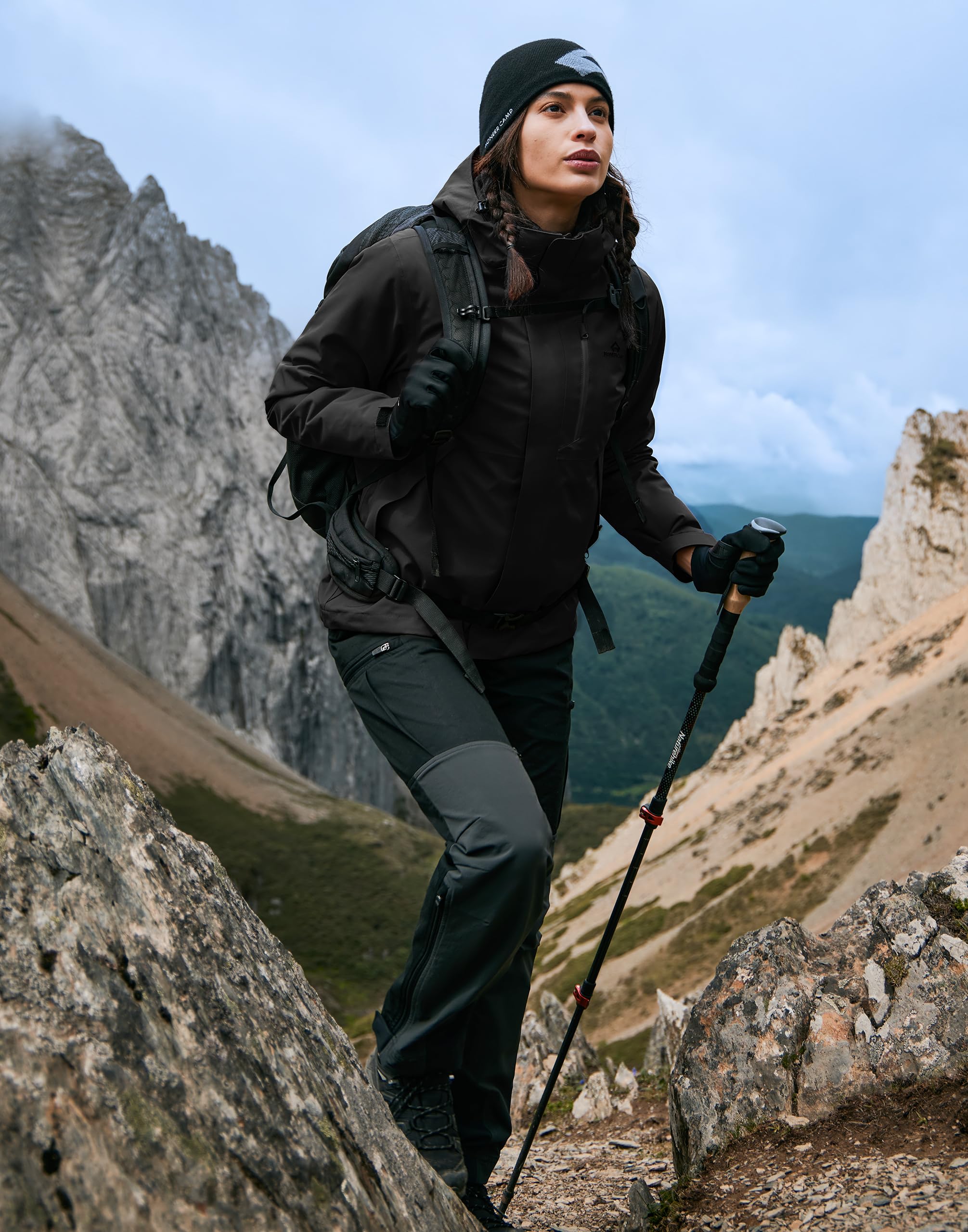 Pioneer Camp Veste d'hiver femme 3 en 1 ski snowboard résistante pluie respirante évacuant humidité doublée coton