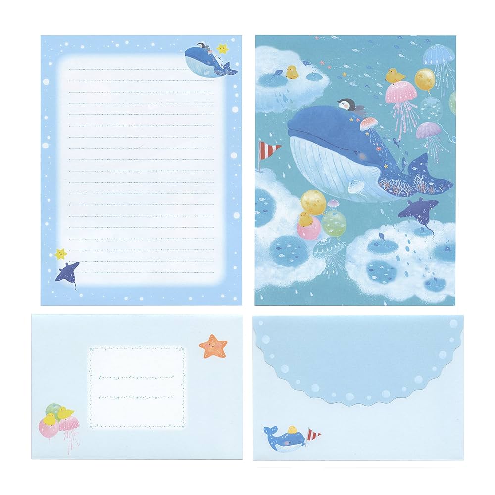 ★新品★吉田麻乃  レターセット  ４種セット 吉田麻乃 レターセット カラフルゼリーの海柄 LS-16156 [M便 1/4