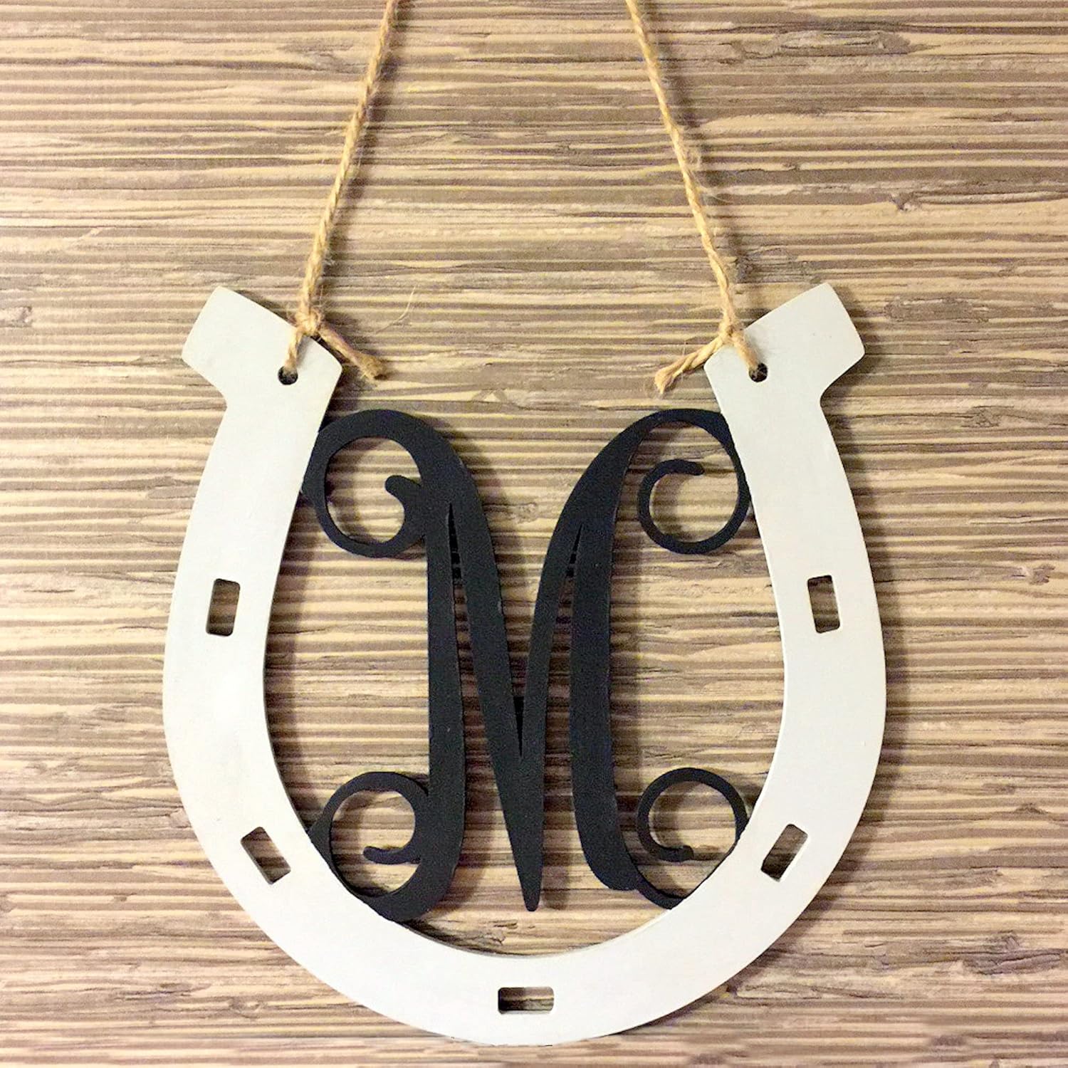 18 in. Horseshoe Monogram C, Unfinished Wood Letter Horseshoe Shaped Monogram. for Your DIY Decor Such as Equestrian Riding Décor, Country Home, Barn Door, Western, Cowboy Cowgirl Initial (C)