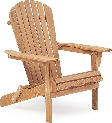 Miniatura 12 de Juego de 2 sillas Adirondack plegables de madera para exteriores con respaldo premontado, silla de patio de madera para jardín, patio trasero