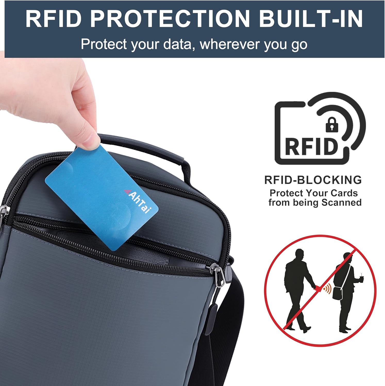 Men Anti Theft Crossbody Sling Satchel Large Capacity Lightweight Man Bag for Trave... - Image 4