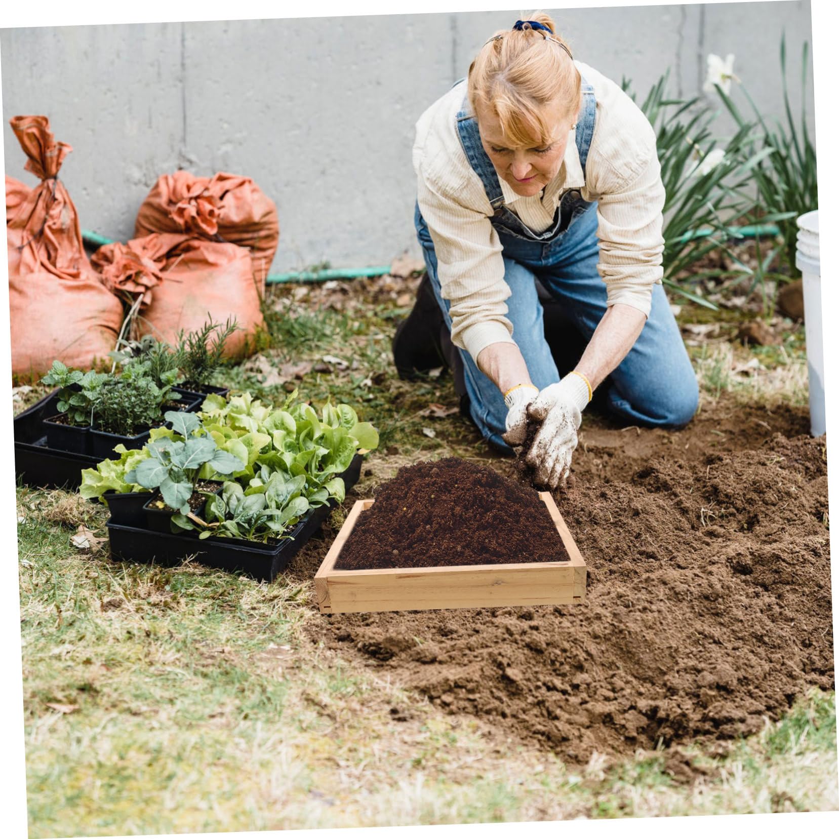 Kisangel Tamis à Compost pour Jardinage Tamis à Terre avec Cadre Bois Et Maille Acier Inoxydable Outil De Jardinage pour Tamiser Sol Et Compost