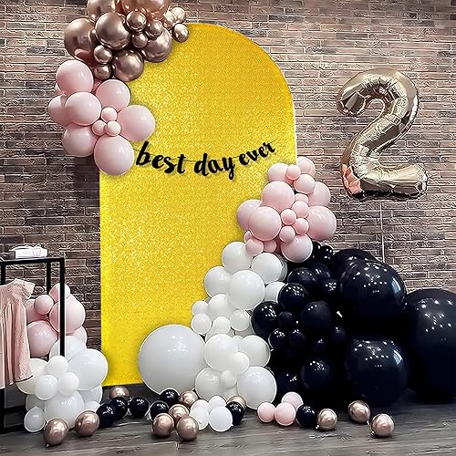 Miniatura 7 de Cubierta de arco de boda con lentejuelas y tela, uso de 2 caras, 6.6 pies, cubierta de soporte de arco de boda con parte superior redonda, cubierta