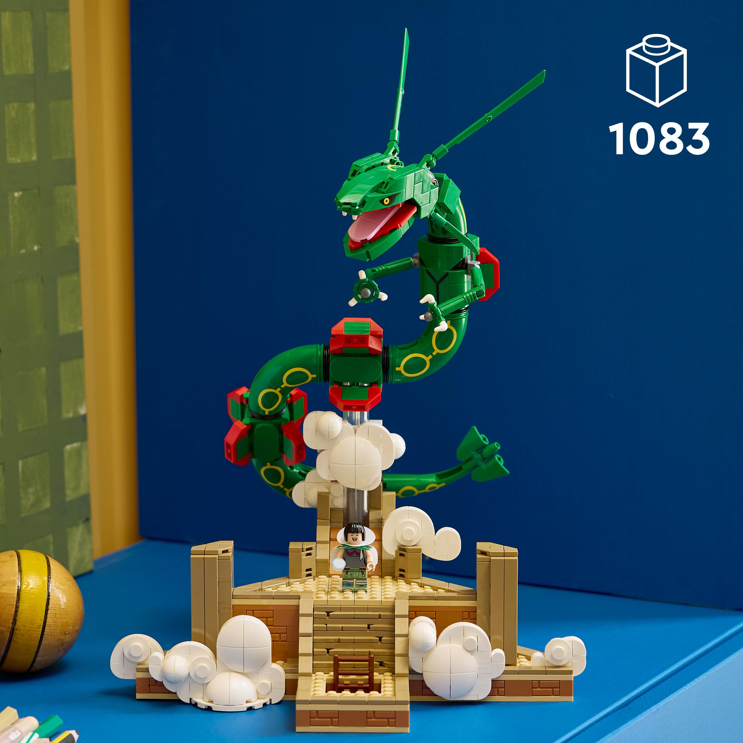 LEGO Pokémon Rayquaza 72168 | Kolekcjonerska figurka Pokémona, duży zestaw klocków dla dorosłych, prezent dla fana gry, gamingowa dekoracja, 1083 elementy