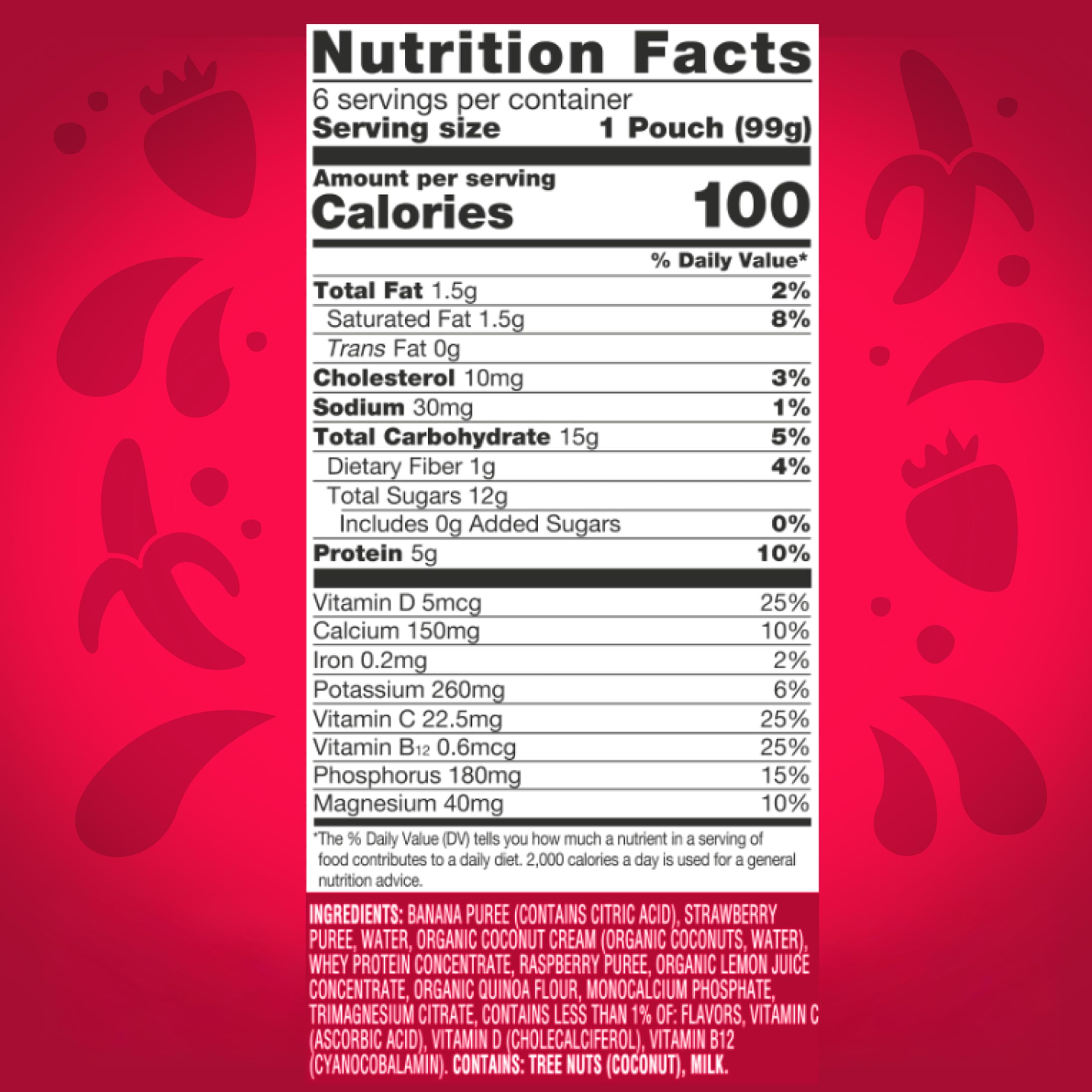 vitafusion Vitamin-Boosted Smoothie +Protein for Energy Metabolism and Immune Support, Strawberry Banana Flavor Excellent Source of Vitamins C, D, and B12, 3.5oz, 6 Count