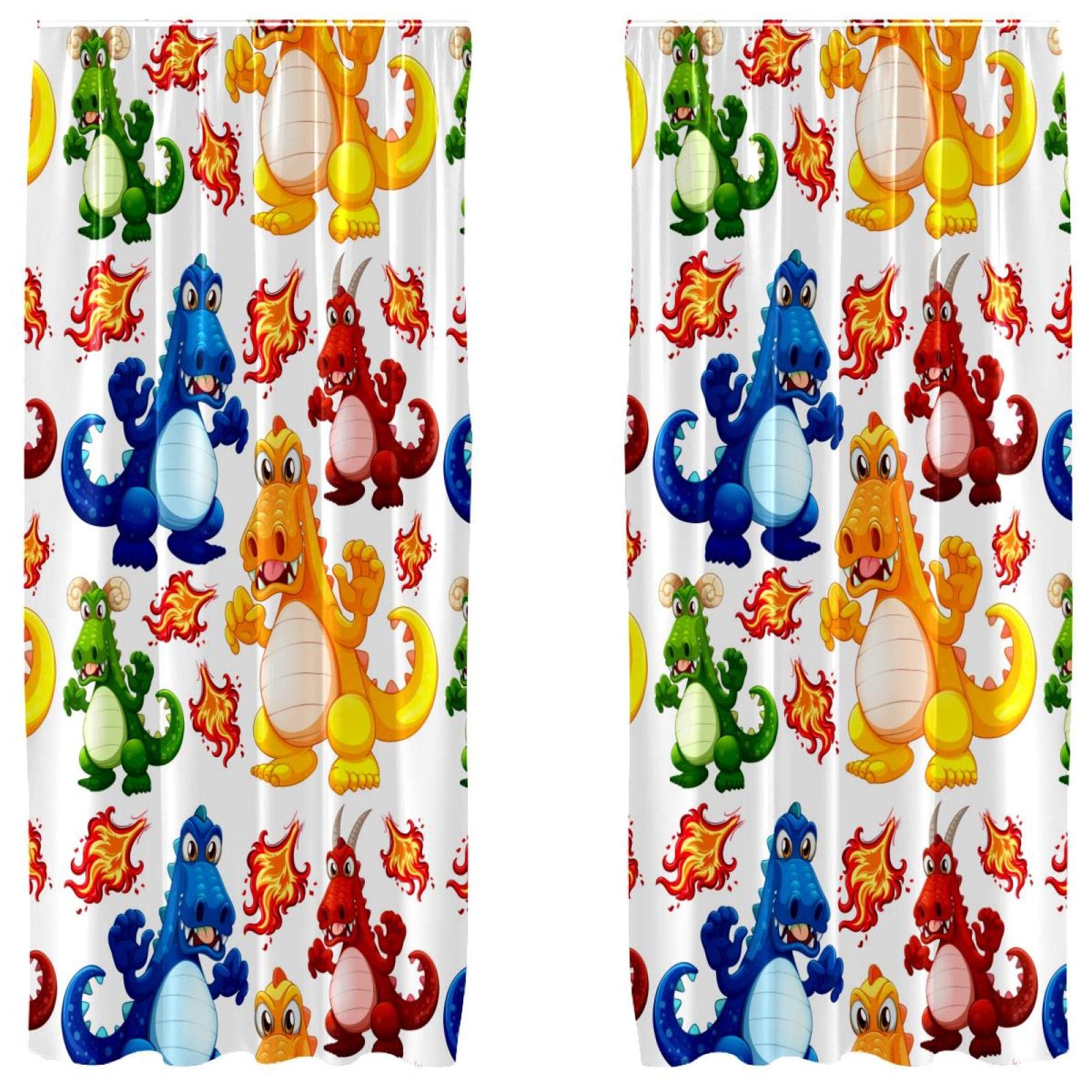Cortinas de dinosaurio para habitación infantil y salón, juego de 2 paneles de 55x84 pulgadas