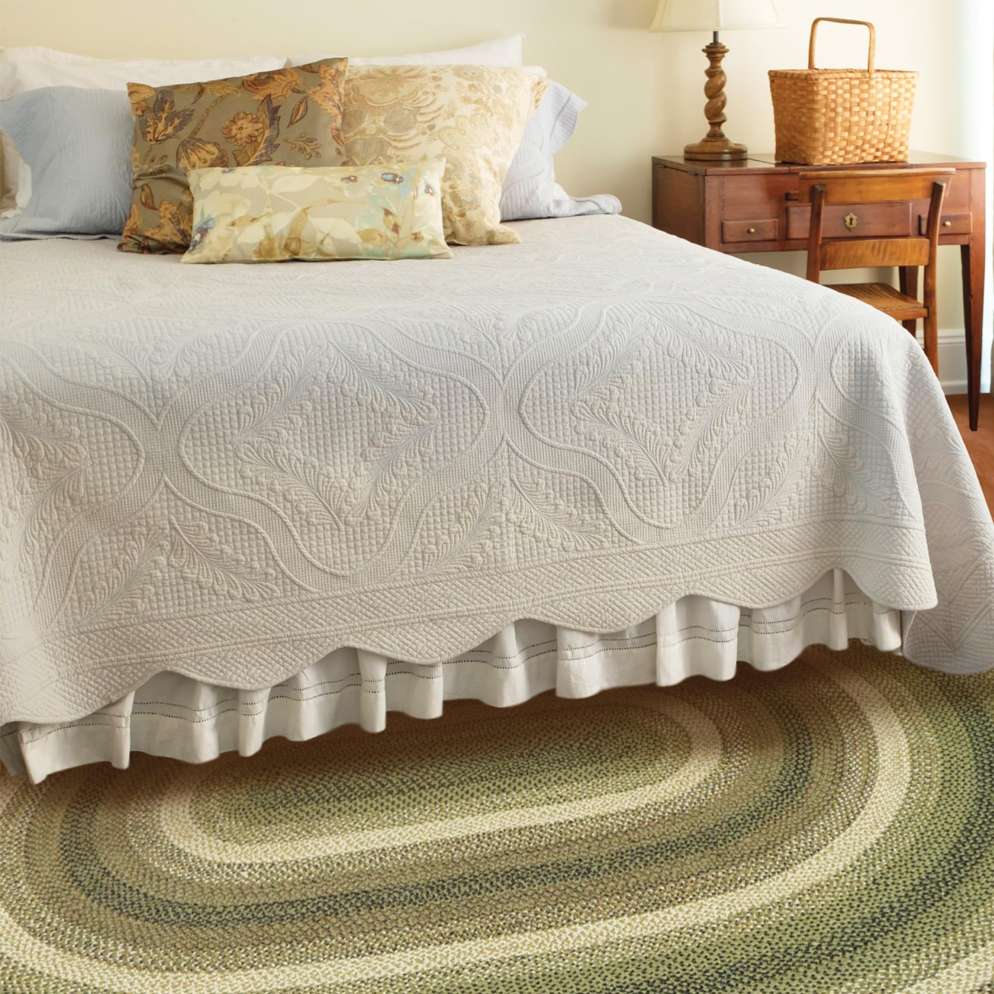 Homespice Pinecone Braided Oval Area Rugs 4x6' - Country Style Jute Braided Rugs for Bedroom and Living Room