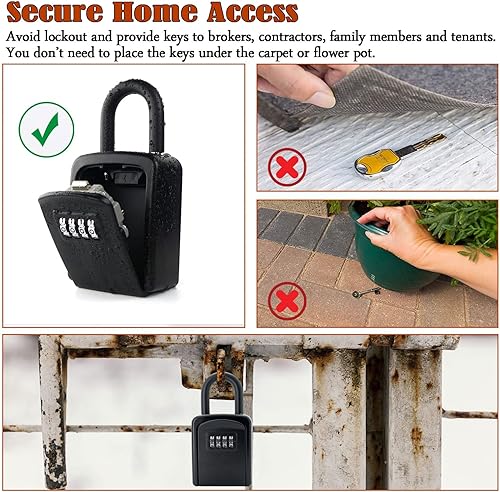 Miniatura 7 de Cerradura de seguridad Protable para almacenamiento de llaves, V-Resourcing para puerta montada, caja de cerradura de combinación de 4 dígitos, para