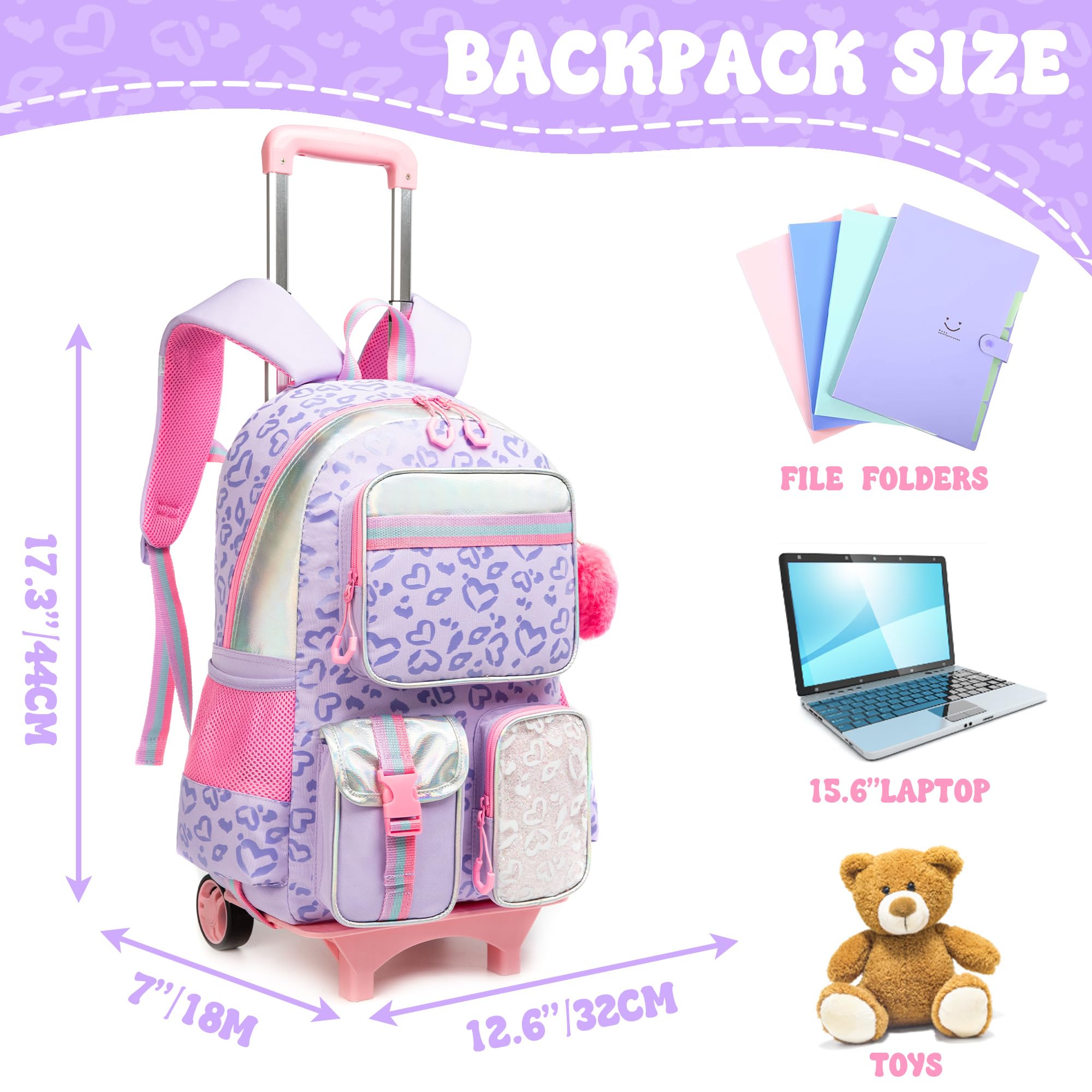 HTgroce Zaino Scuola Trolley Zaino Scuola Bambina Zainetto Trolley Elementar Bambini