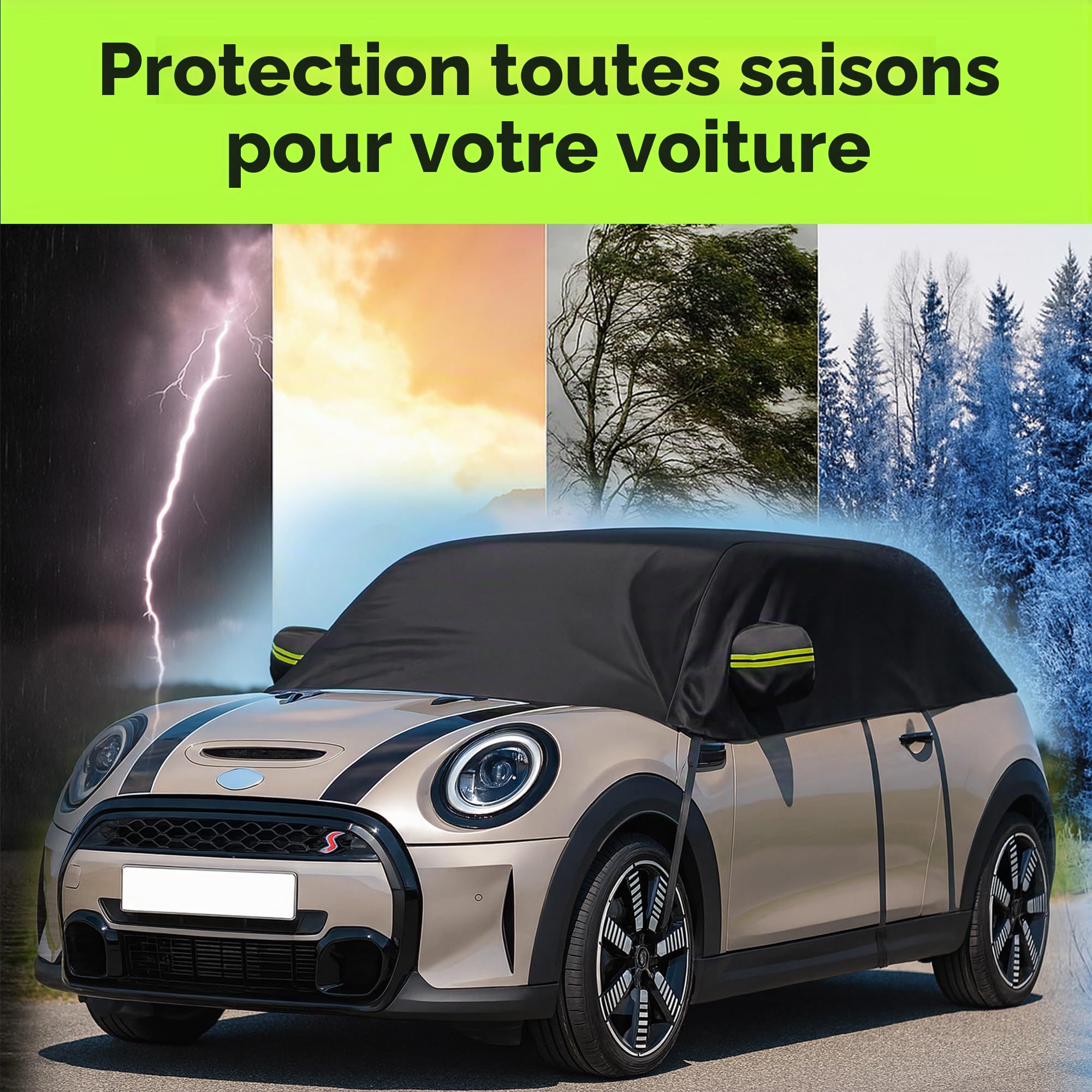Demi-housse de voiture de rechange pour Mini Cooper 3 portes 2000-2024, housses de voiture pour rangement extérieur, accessoires de voiture imperméables toutes saisons