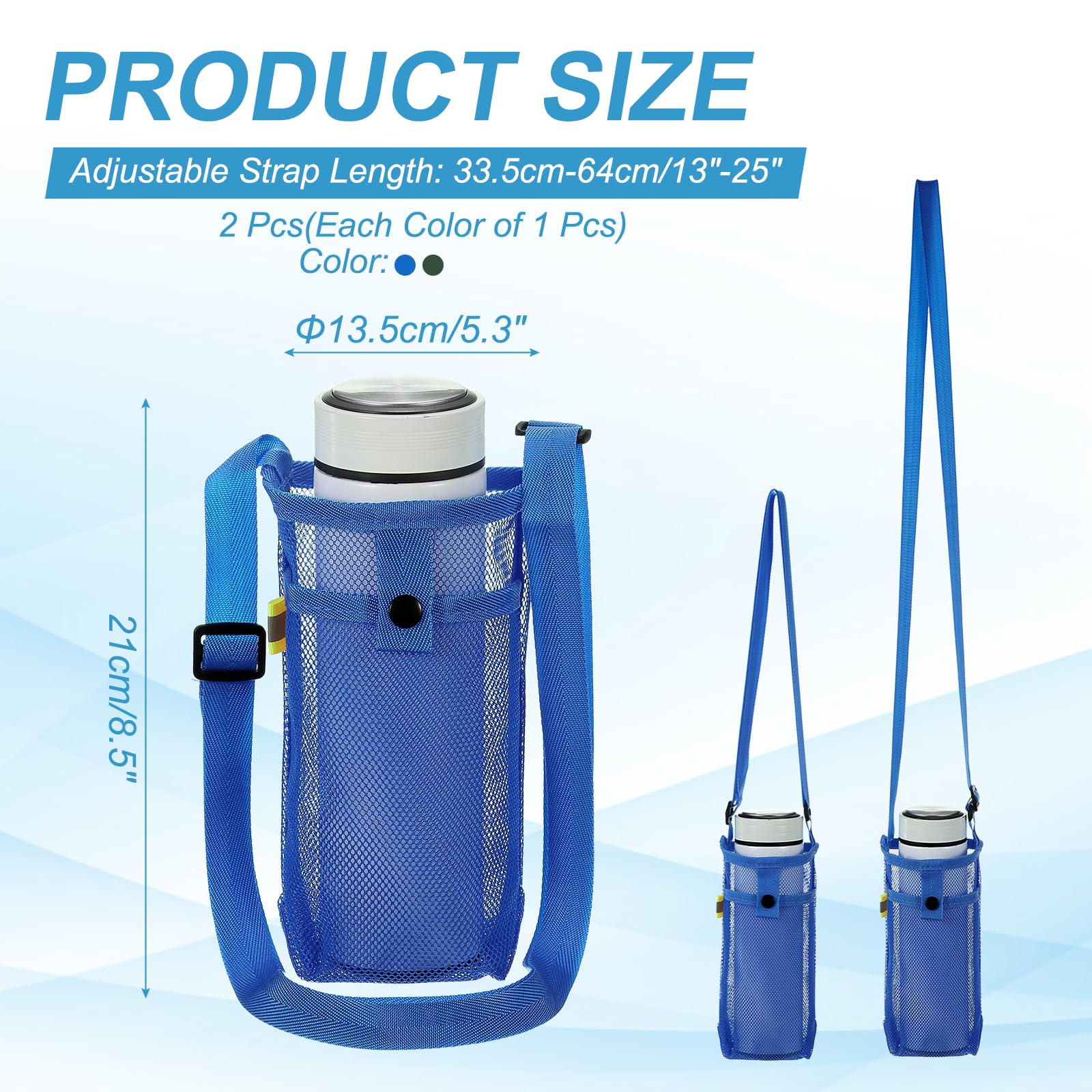 QUARKZMAN 2Pezzi Portabottiglie Con Cintura Regolabile, Custodia Portabottiglie Rete, Borsa Tracolla Per Bottiglie Ideale Per Escursioni Palestra Campeggio Passeggiate Viaggi