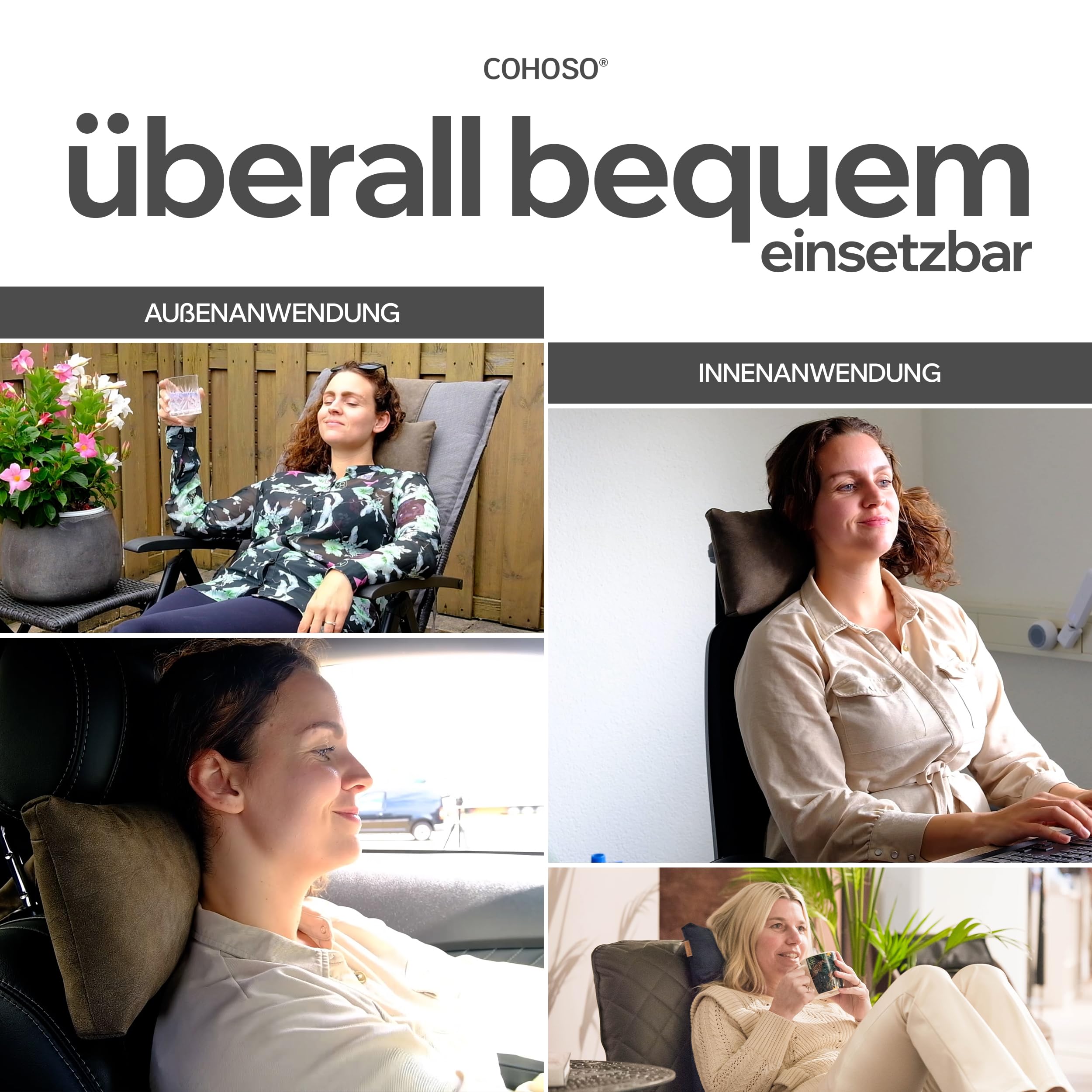 COHOSO Nackenkissen mit Gegengewicht - Ergonomisches Nackenstützkissen, Höhenverstellbar für Sessel Sofa Couch