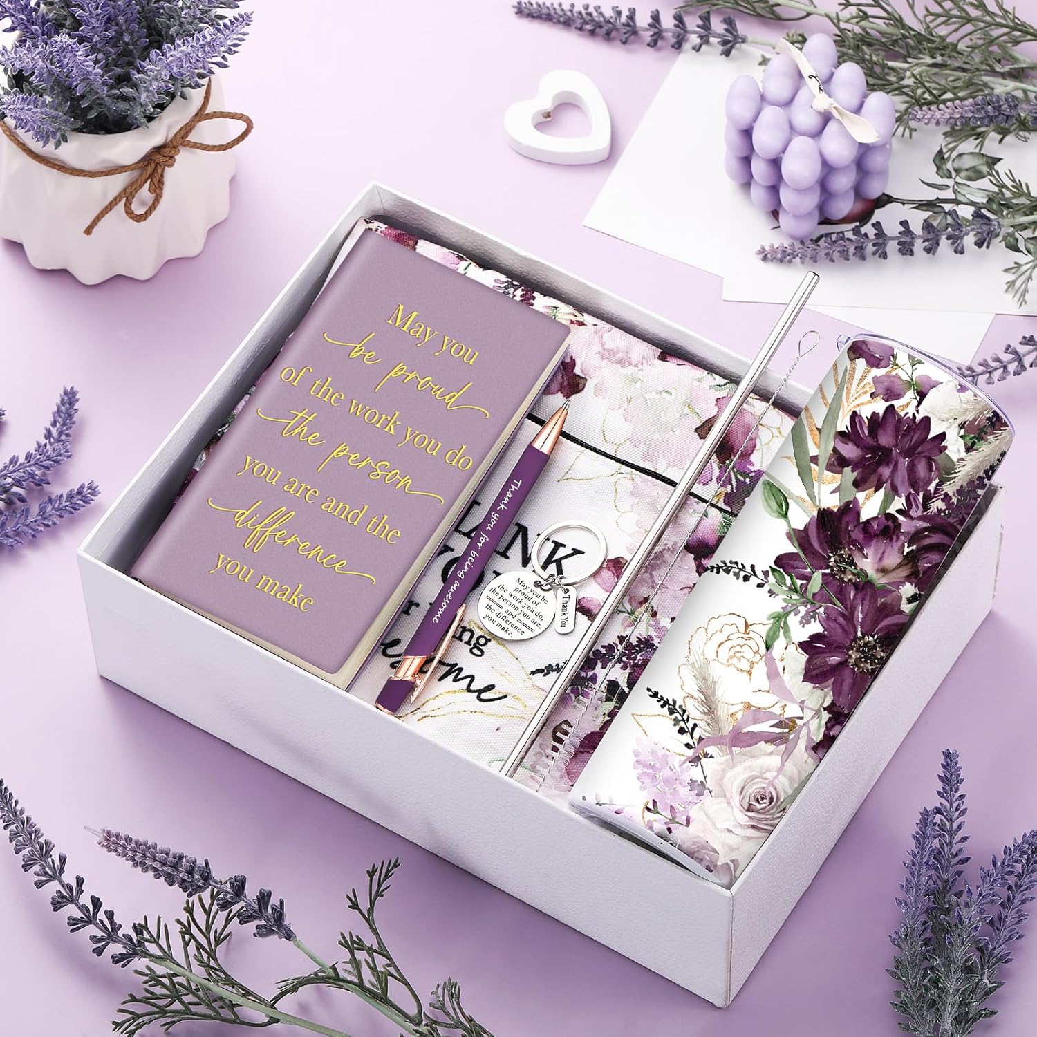 6 Pcs Valentines Day Gifts for Office Coworker Female Women Thank You May You Be Proud Ink Flower Gifts for Employee Staff Volunteer Administrative Professional Assistant(Elegant Style) - Image 3