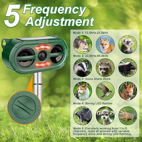 Vista 2 de Ultrasonic Animal Repeller,Solar Powered Animal Repellent Outdoor Cat Repellent Dog Deterrent Waterproof Ultrasonic Bird Repellent with Motion