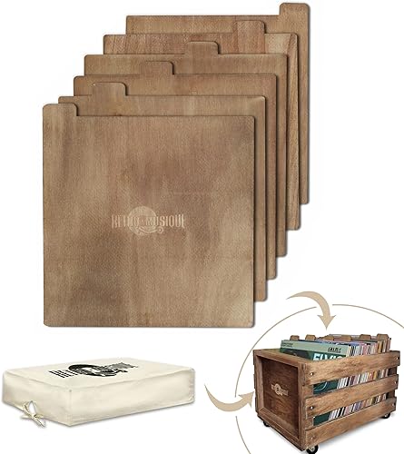 Miniatura 7 de Estuche de almacenamiento de discos de vinilo LP sobre ruedas con capacidad para hasta 100 álbumes (en fundas de PVC) con cubierta de arpillera Teak