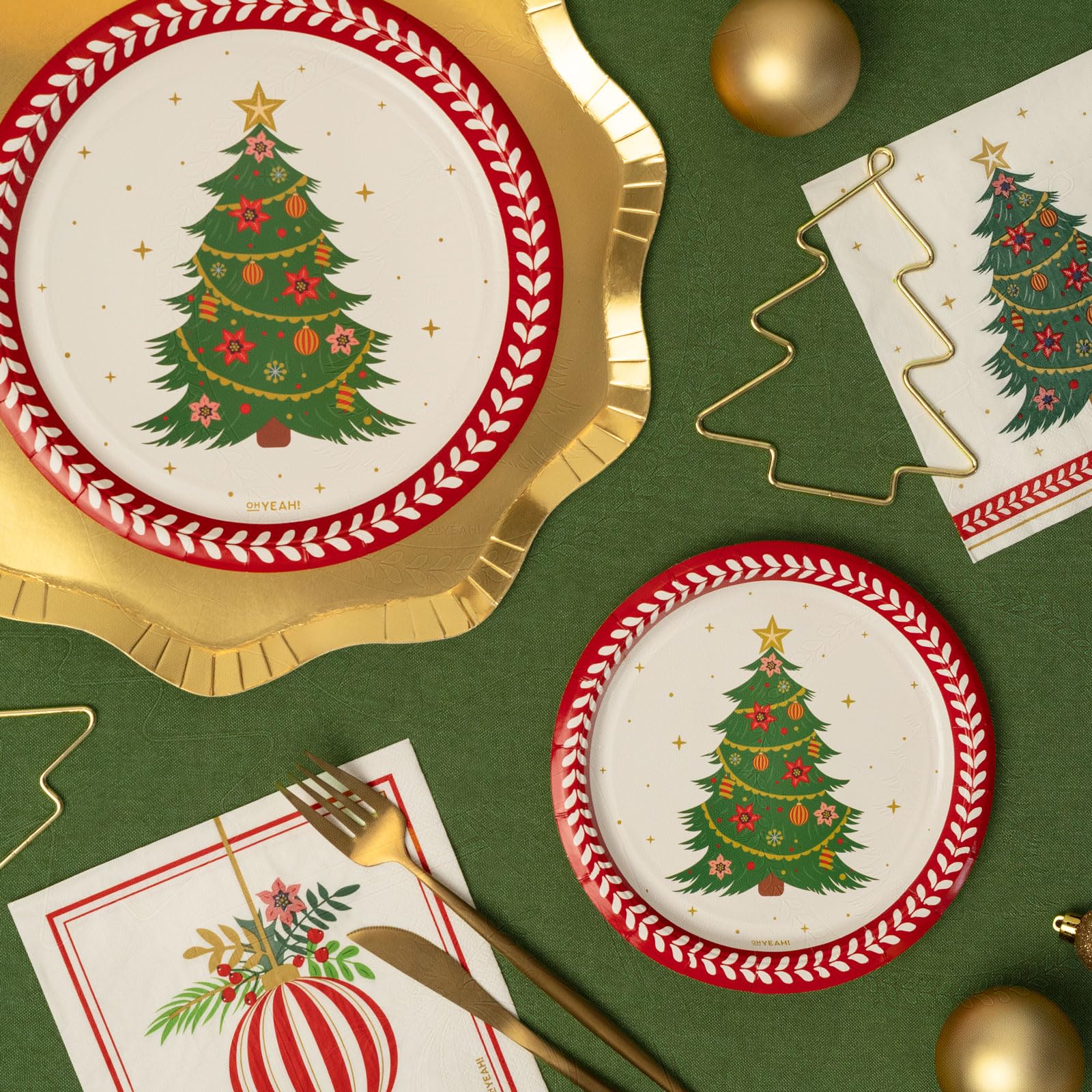 Bicchieri In Cartone Natale OH YEAH 10 Pezzi 270 Cc - Design Alberi Decorati, Usa E Getta Riciclabile