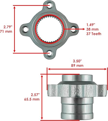 Miniatura 2 de Caltric Disco y buje de freno trasero compatible con Yamaha Raptor 700 700R YFM700 YFM700R 2006-2013