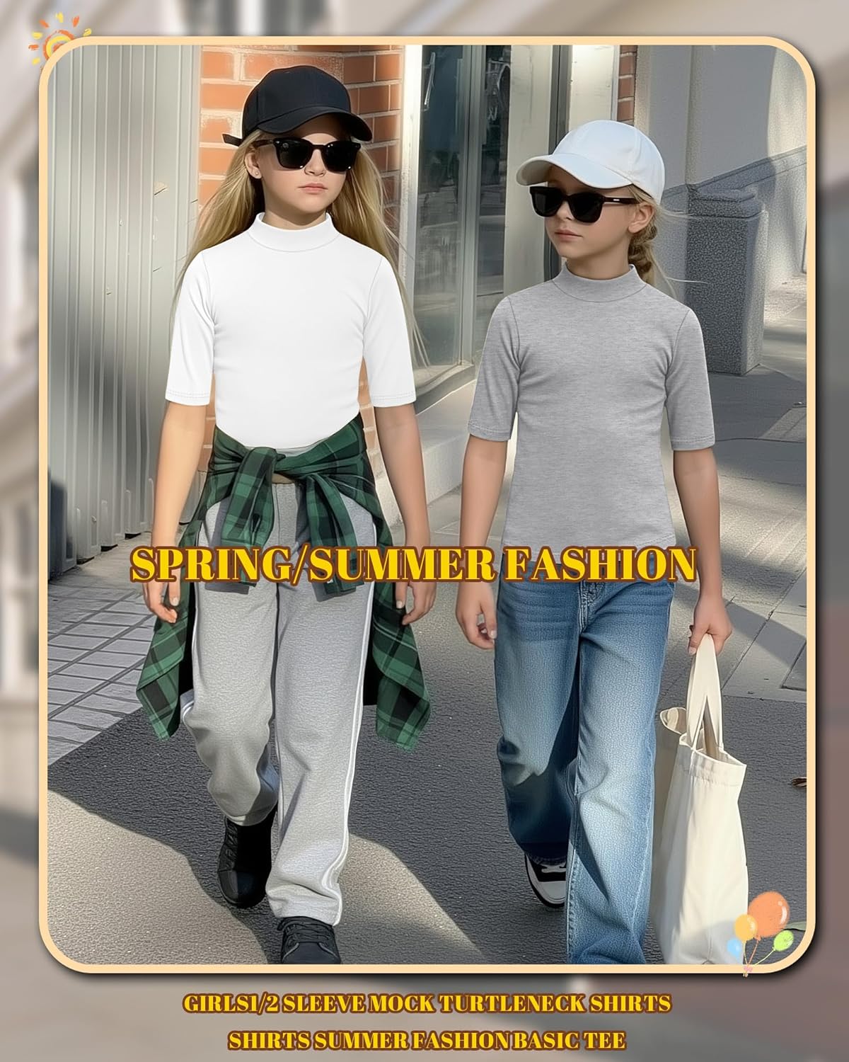 3 Pack Girls' 1/2 Sleeve Mock Turtleneck Shirts Summer Elbow Length Tops Kids Half Sleeve Basic Tees Teen Shirts - Image 6