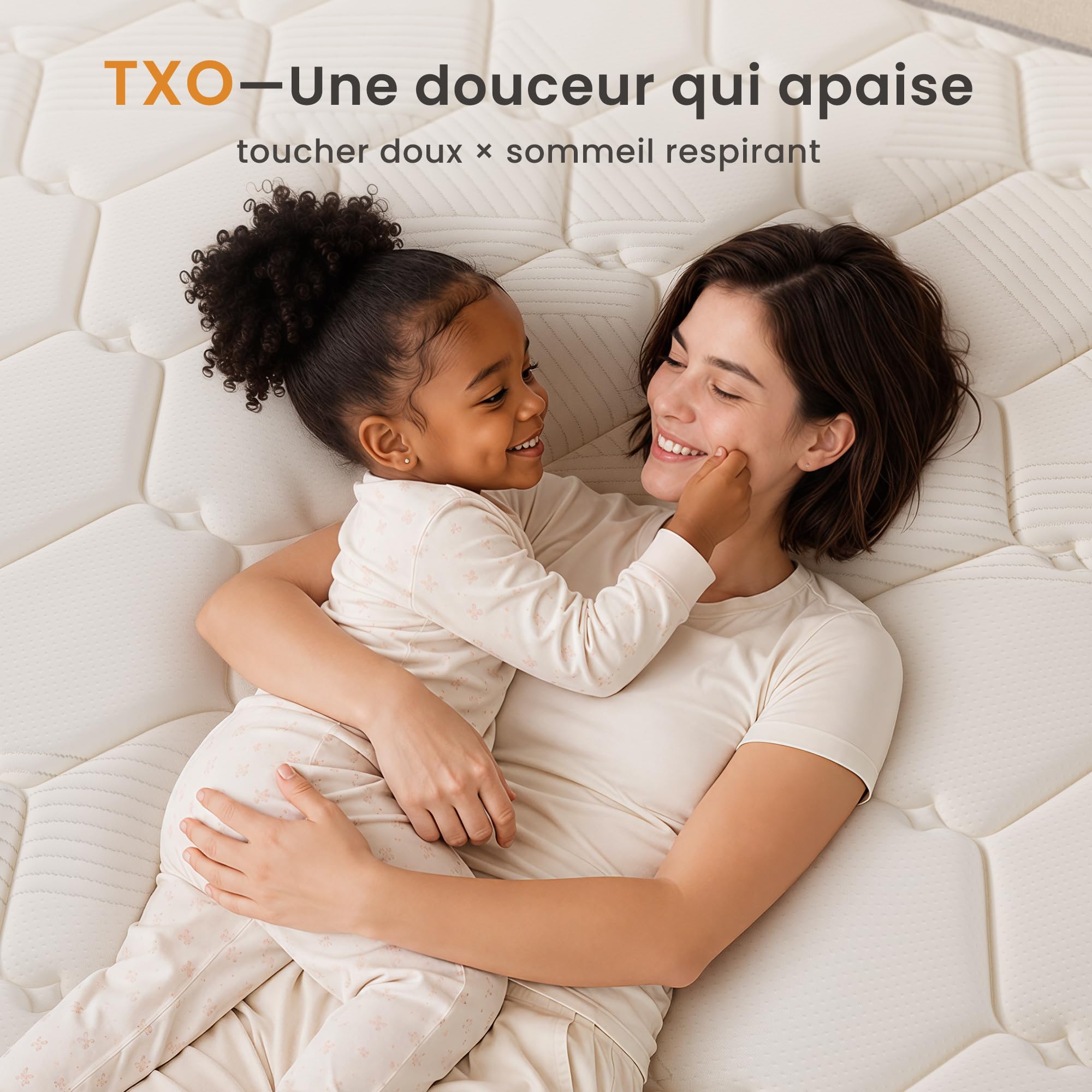 TXO Matelas 140x190 cm, épaisseur 25 cm, dureté Moelleux H2-H3, Ressorts ensachés + Mousse Haute densité, Doux et Confortable, Matelas 7 Zones Antistatique, certifié Oeko-TEX