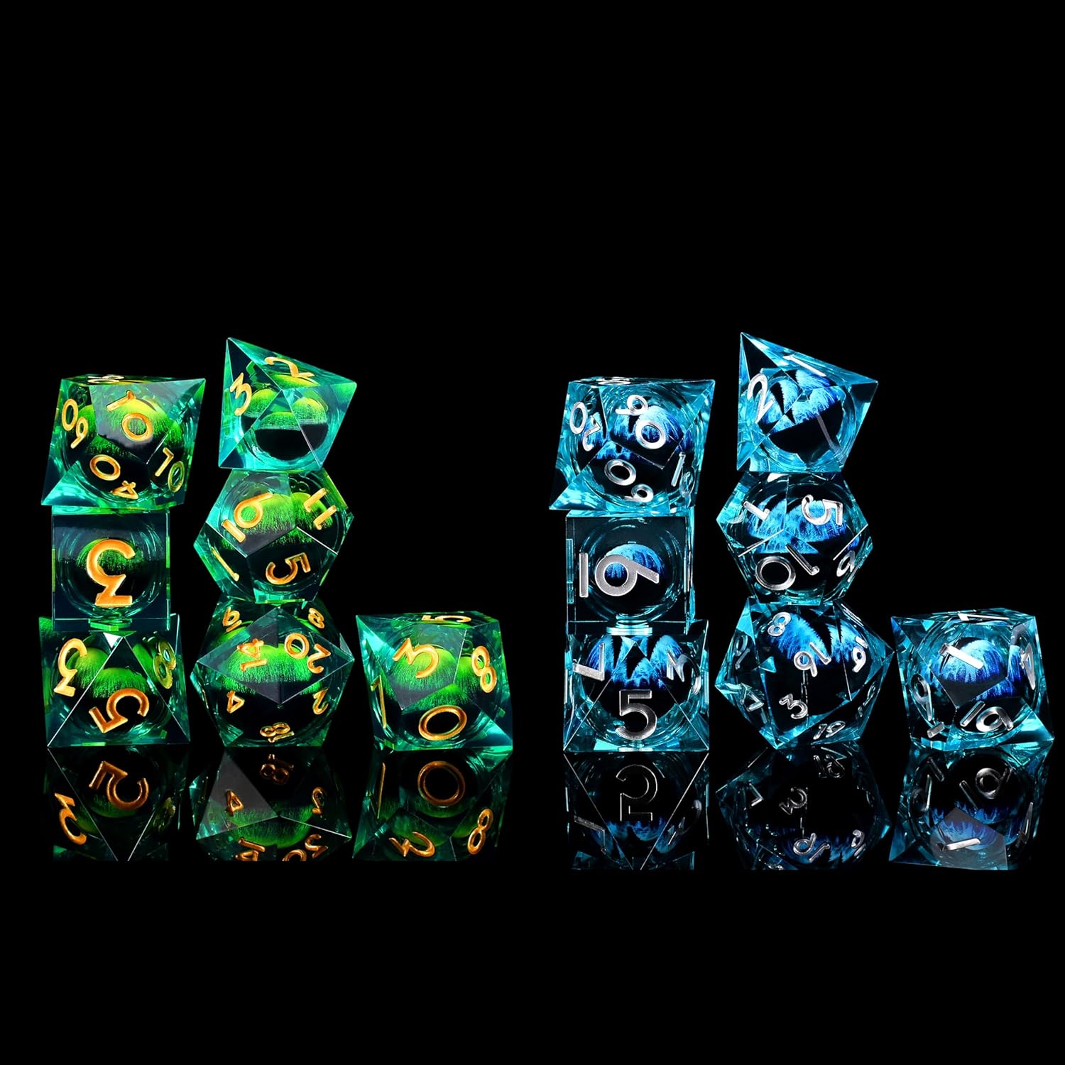 GiGiGuGu DND Resin Dragon Eye Dice 2 Set （Green+Blue）
