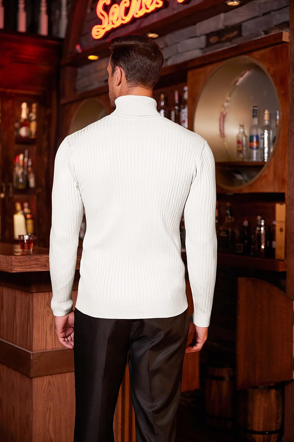 COOFANDY Men's Slim Fit Turtleneck Sweater Casual Twist Patterned Pullover Knitted Sweaters - Image 5