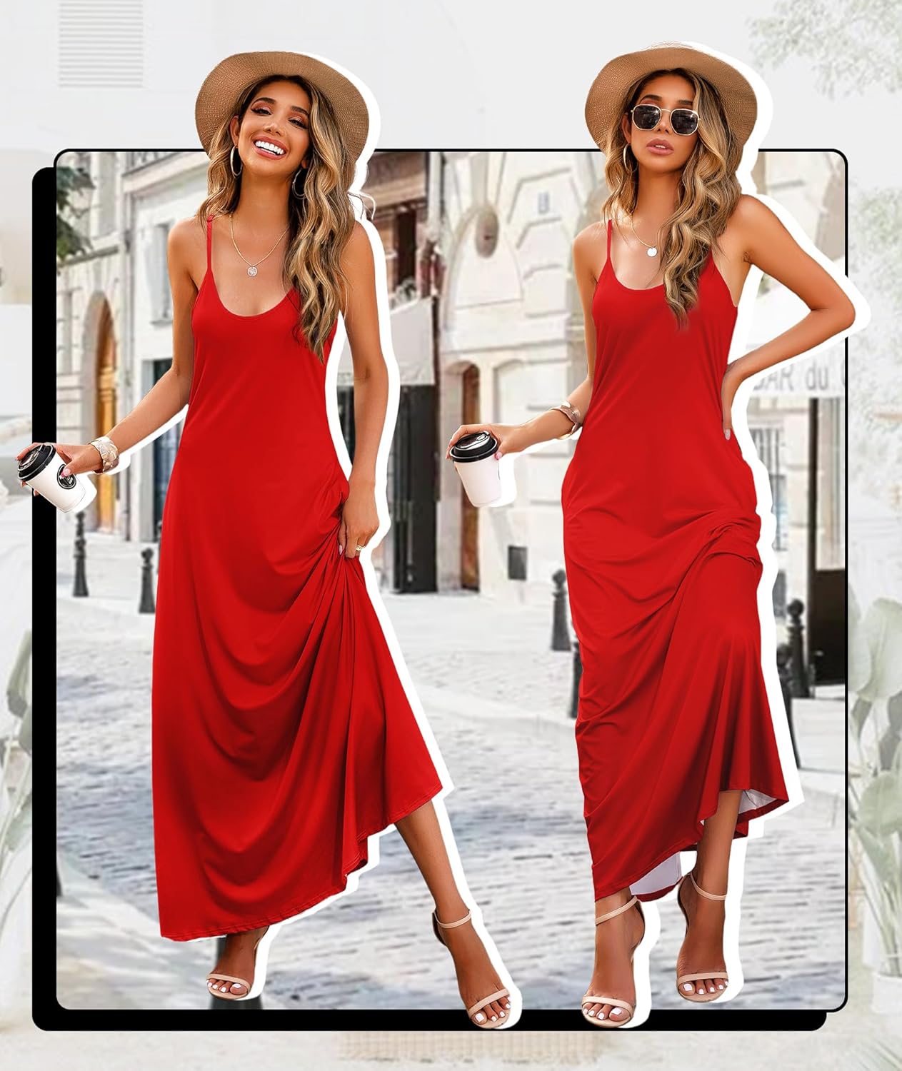 Wolddress Womens Maxi Dress with Pockets 2026 Casual Strap Plus Size Loose Plain Long Office Summer Beach Travel Dresses S-5X - Image 3