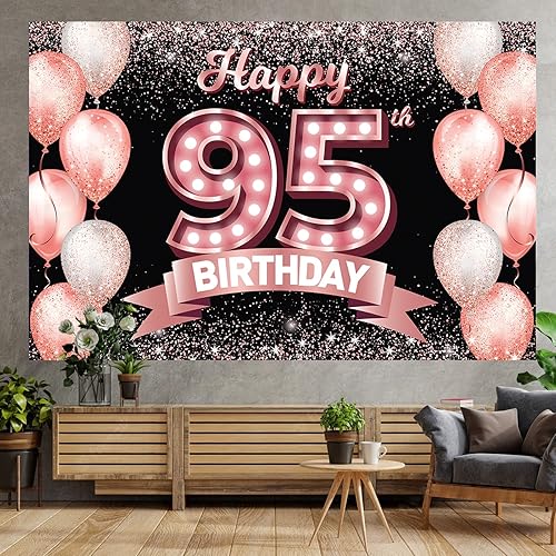 Vista 91 de Happy 21st Birthday Rose Gold Banner Backdrop Cheers to 21 Years Old Confetti Balloons Theme Decor Decorations for Women 21 Years Old Pink Birthday