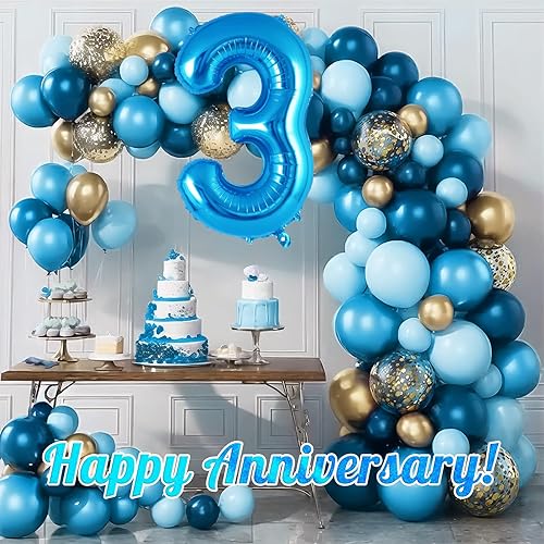 Miniatura 6 de Globos azules con número 3 de 40 pulgadas, globos grandes de helio de lámina, globos gigantes de Mylar número 3 para suministros de decoración de