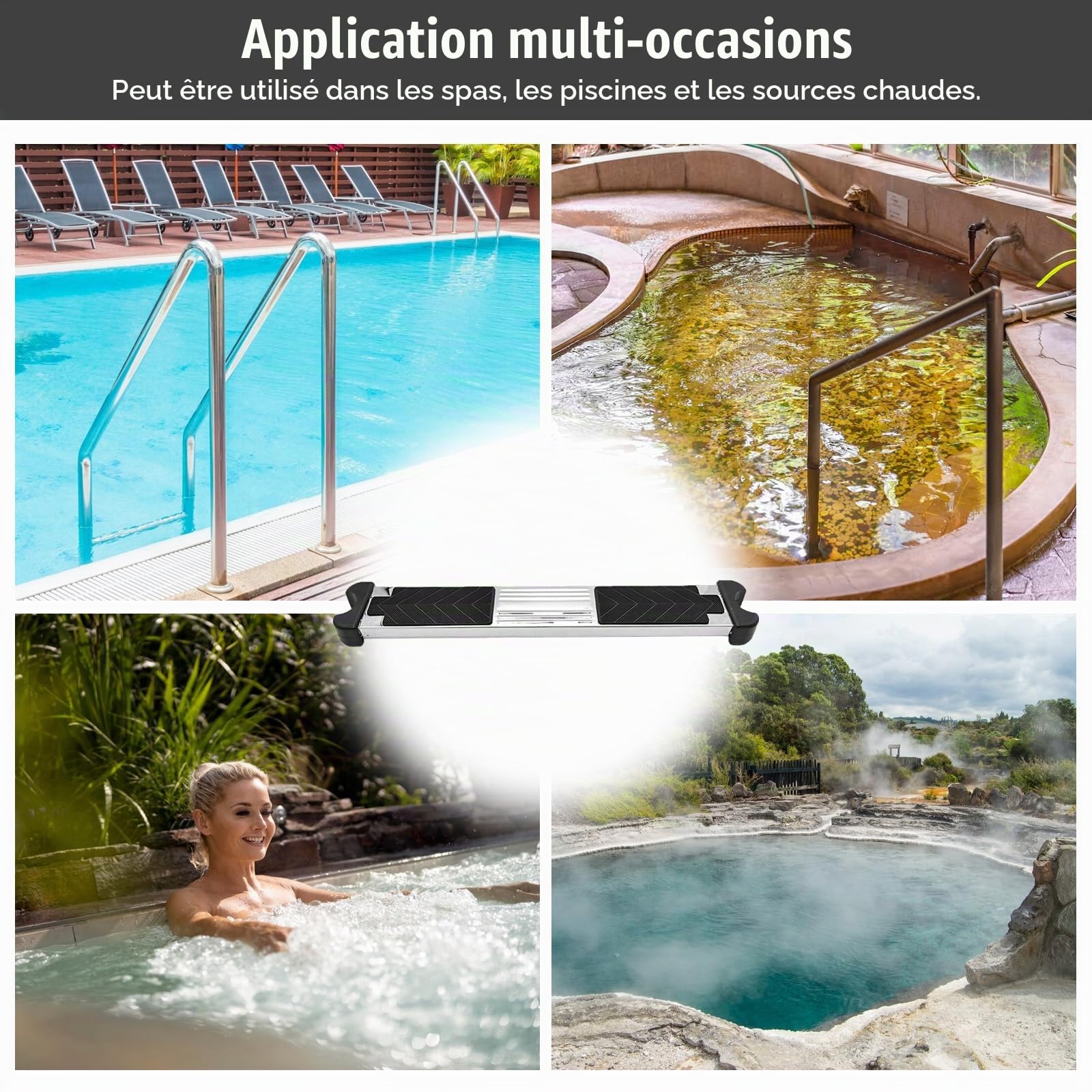 Marchepied de Rechange pour échelle de Piscine en Acier Inoxydable, Pédales D'échelle de Piscine avec Rembourrage en Caoutchouc Antidérapant et Vis, Pédale Antidérapante pour Piscine pour Piscines,Spa