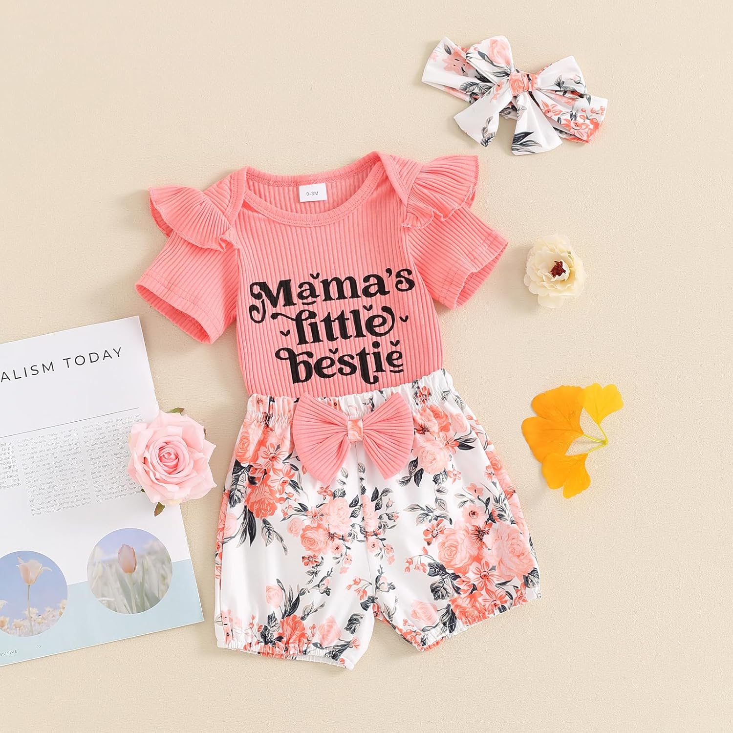 Adobabirl Baby Girl Newborn Clothes My 1st Mothers Day Romper Onesie Plaid Shorts Bloomers Headband Summer Outfits - Image 2