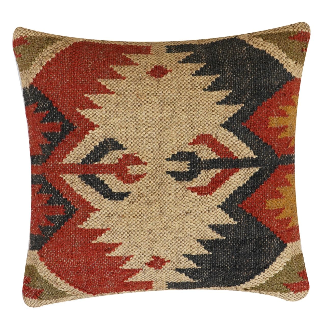 LKGSM RUGS Heavy Handwoven Kilim Pillow Cover 18x18 Square Indian Outdoor Cushions Cover Decorative Throw Pillow Cases (DN 27)