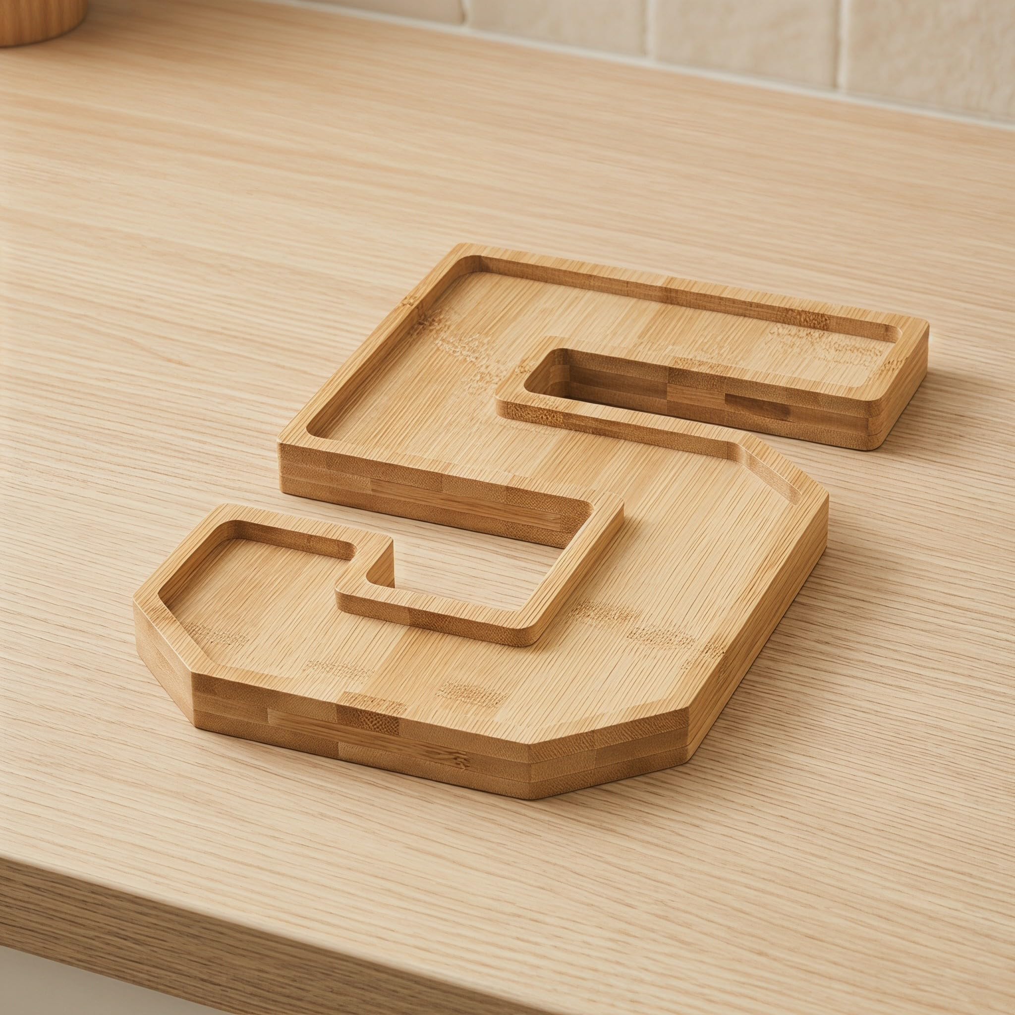 Bandeja de Madera Cuadrada para Alimentos Diseño Numerado y Compartimentos Múltiples, Resistente y Versátil para Servir en Cocina o Pausas Corporativas