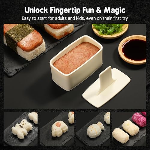 Miniatura 4 de Delamu Kit de fabricación de sushi 27 en 1 Padre-Hijo Kit de sushi para principiantesprofesionales, con alfombrillas de sushi de bambú, bazuca de