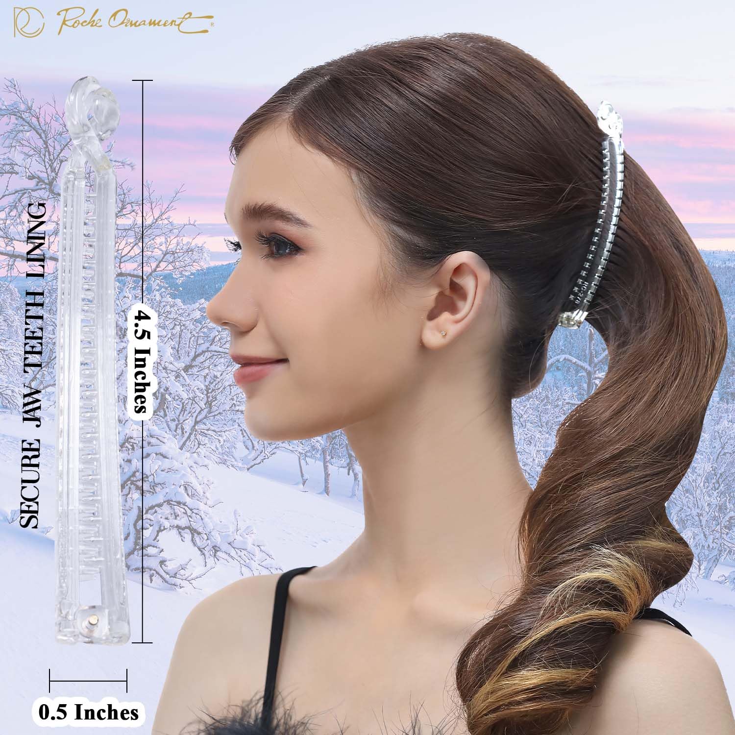 RC ROCHE 6 Pcs Banana Hair Clip Thin Hair Fine Ponytail Maker No Slip Small Claw for Women Secure Grip Jaw Clamp Cute Strong Medium Transparent - Image 3