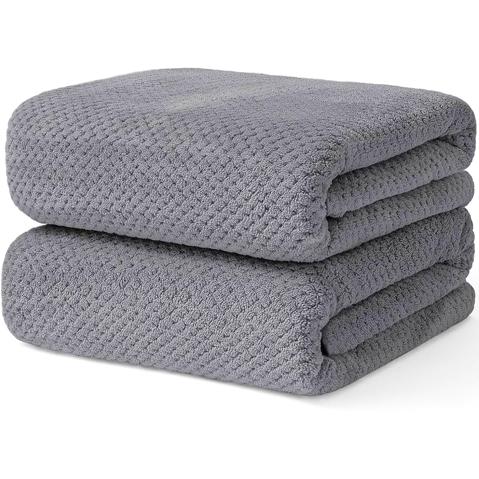 Wuwahold 2 Pack Bath Towel Set, Lightweight Waffle Bath Towel Set, Microfiber Super Soft Highly Absorbent, Sturdy Quick Drying Towels for Bathroom,