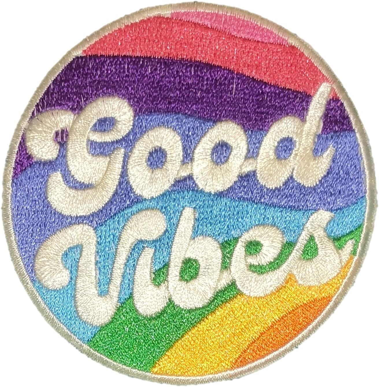 Good Vibes Patch Iron on/Sew on, 3 in - Fully Embroidered Cool Patch