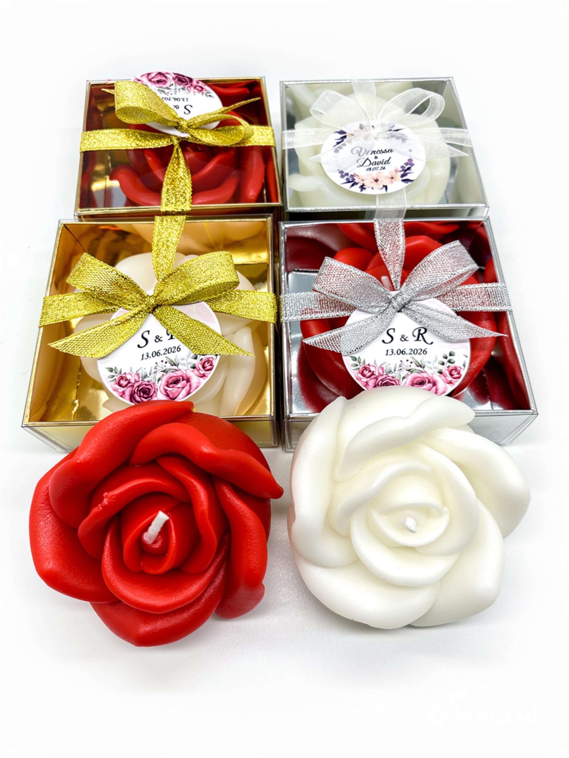 bomboniere matrimonio, originali rosa 50 pezzi candele profumate bomboniere battesimo, anni ragazzo, comunione, cresima, anniversario di, compleanno bigliettini (bianco, set da 50)