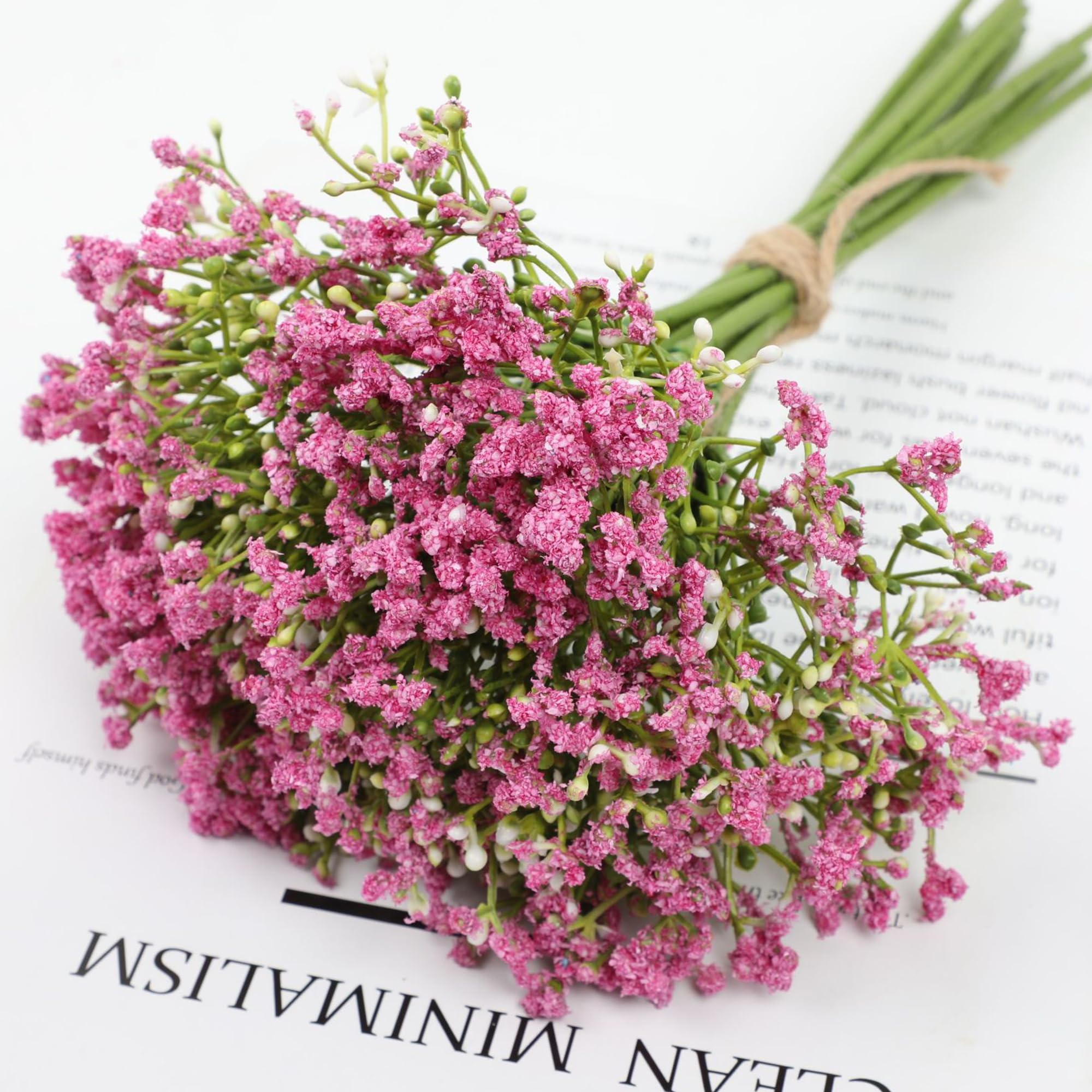MINWEGI 12 Pack Pink Gypsophila Artificial Flowers, Bendable Stems Faux Flowers for Wedding Decor, Home Party Arrangements, Washable & Reusable Floral Bouquet (32cm)