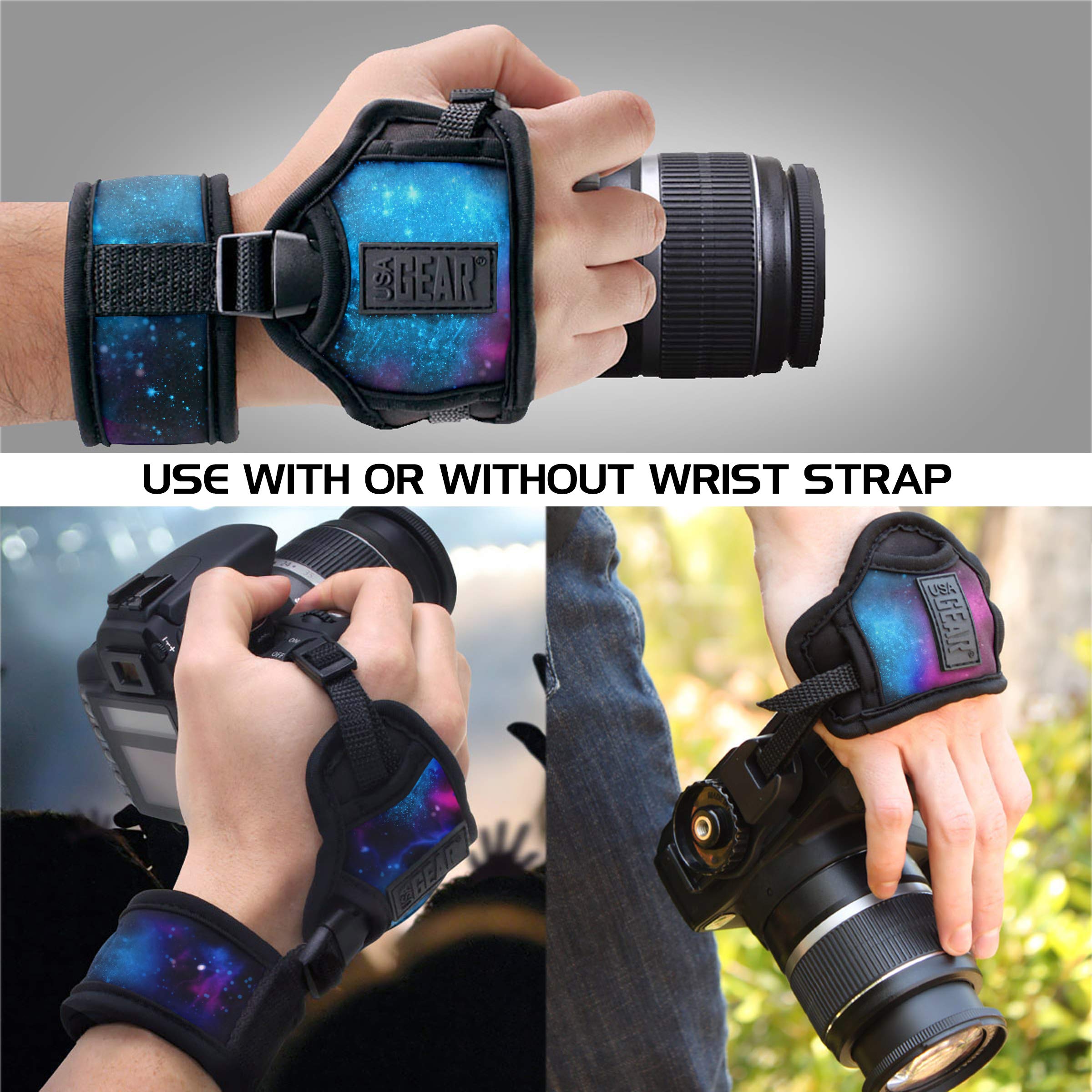 USA Gear Cinghia della Mano Imbottito Polso e Grip per Fotocamere SLR/DSLR Funziona con Canon EOS 1300D, 100D / Nikon D3300 / Pentax, Pansonic e altri