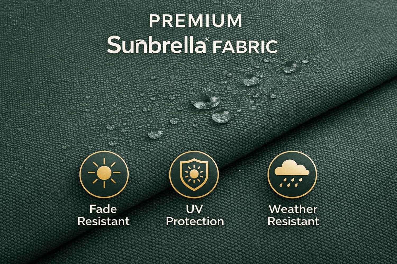 Treasure Garden 7.5ft Patio Umbrella – Outdoor Market Umbrella – Push Button Tilt – Black Aluminum Frame (Sunbrella, Black)