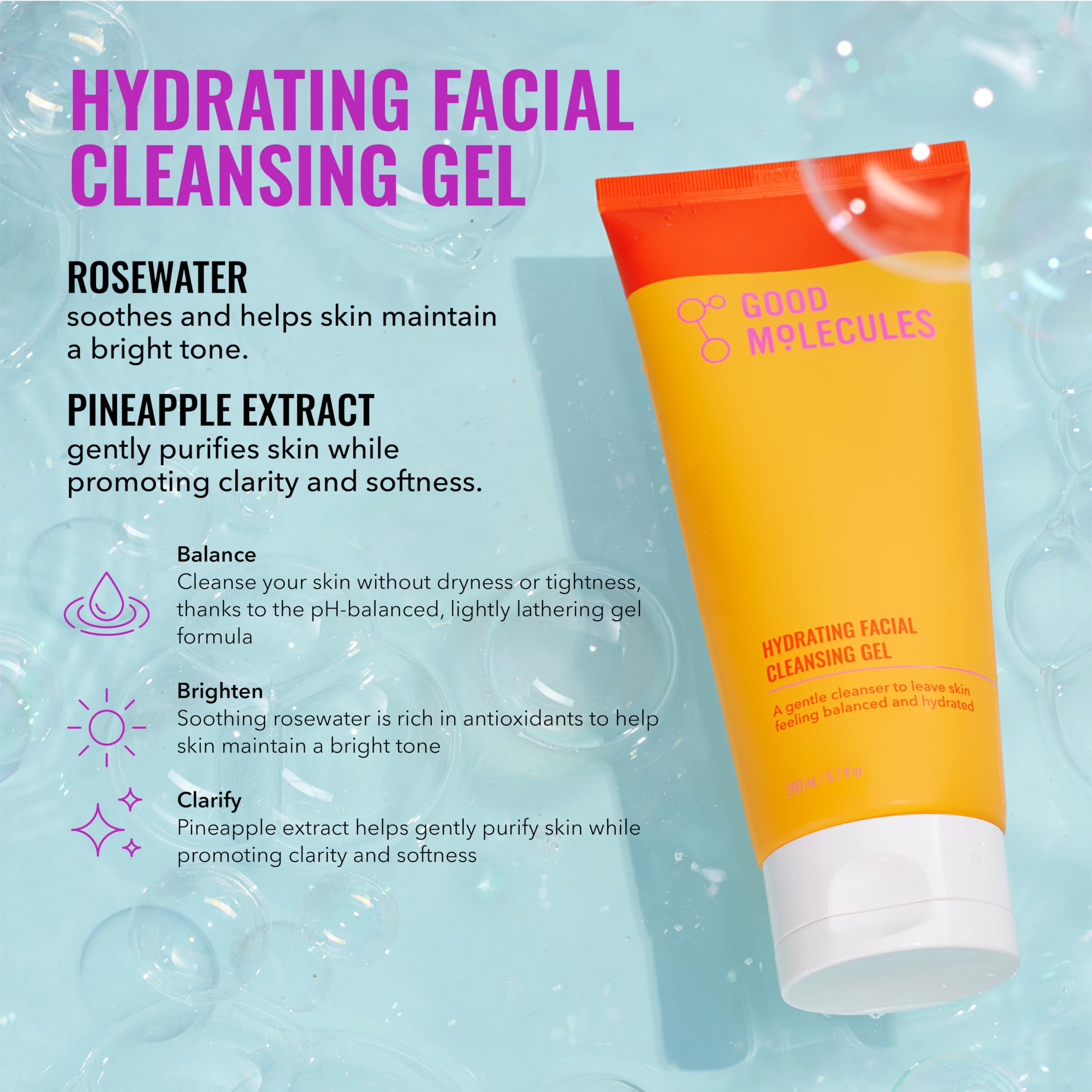 Good Molecules Daily Skincare Routine Set with Hydrating Facial Cleanser